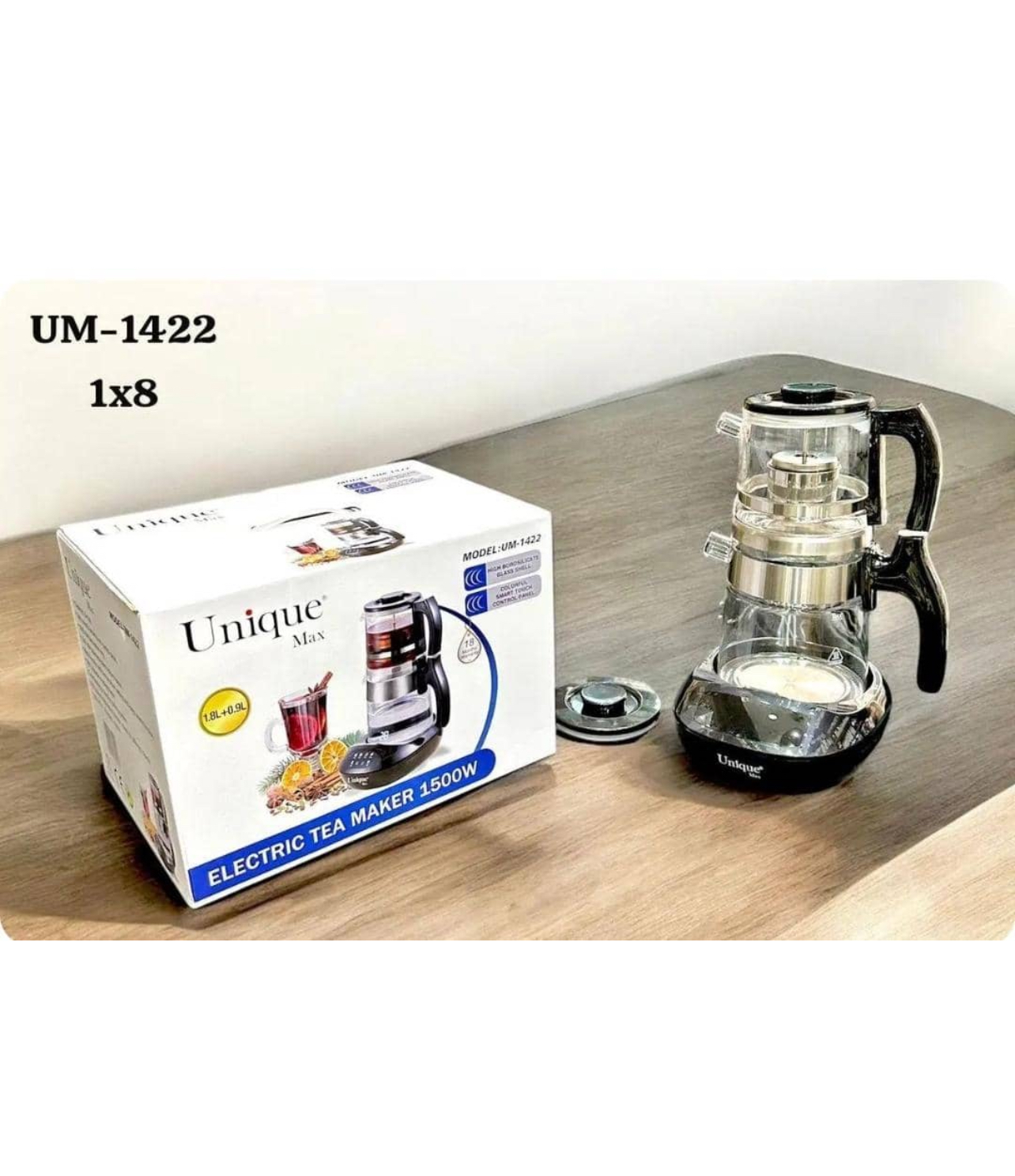 چای ساز یونیک مدل UM1422 ظرفیت کتری ۱.۸ لیتر و قوری ۸ لیتر