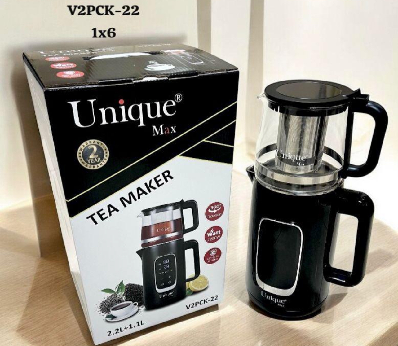 چای ساز یونیک مدل 22 ظرفیت ۲ لیتر با کتری استیل ضد زنگ